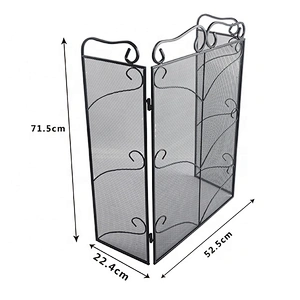 Durable new design hot selling metal 3-Panel Iron Fireplace Screen Guard Fence Accessories Steel Spark Guard
