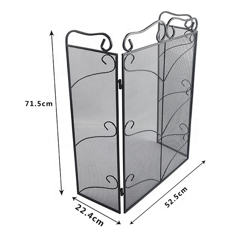 Durable new design hot selling metal 3-Panel Iron Fireplace Screen Guard Fence Accessories Steel Spark Guard