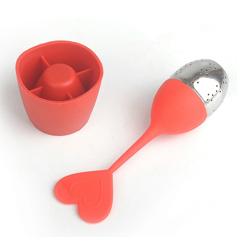 Food Grade Safe heart Shape Stainless Steel Silicone rubber Tea Infuser Tea Strainer Ball infuser