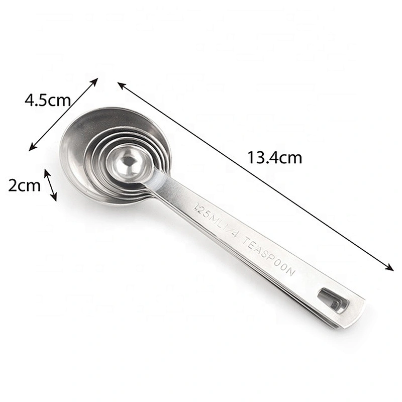 5Pcs China kitchen cutlery stainless steel measuring spoon set