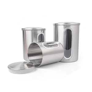 stainless steel jar airtight sealed metal vacuum container kitchen coffee tea canister