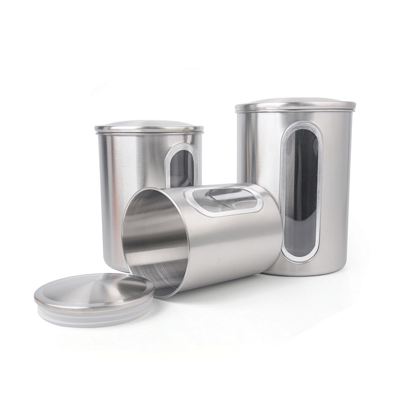 stainless steel jar airtight sealed metal vacuum container kitchen coffee tea canister