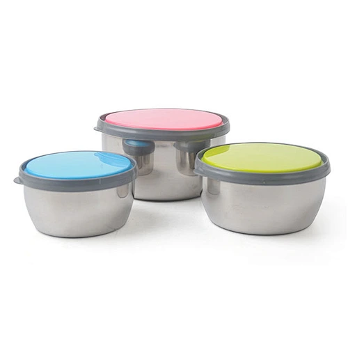 3Pcs set food container salad bowl disposable stainless steel mini fresh box
