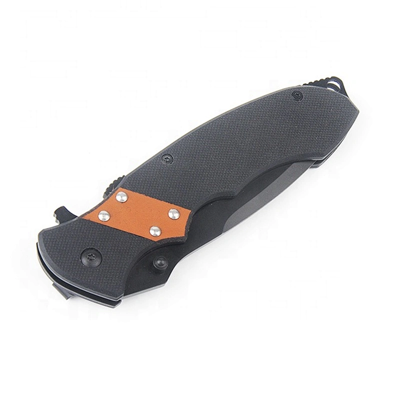 Classic Black Coating Stainless Steel Folding Pocket Knife with G10 Handle