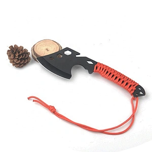 Multifunctional survival camping tactical axe with lanyard