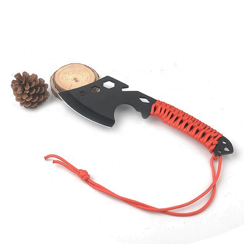 Multifunctional survival camping tactical axe with lanyard