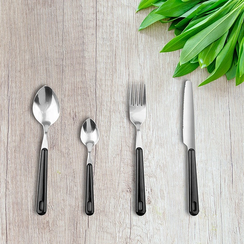 24 pcs Spoon Fork Steak Knife Tableware Set with Holder Rack Stainless Steel 430