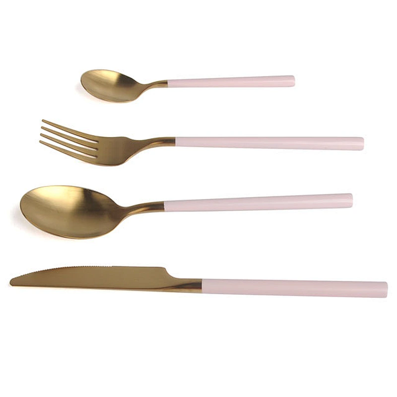 elegant 18/10 silverware stainless steel restaurant bulk flatware set custom gold plated reusable cutlery set
