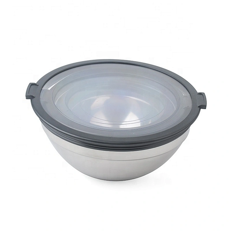 3pcs set plastic stainless steel salad bowl with lid for home kitchen  accessories