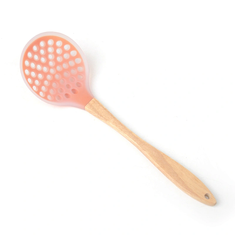 colorful 6 pcs heat resistant wooden handle silicone kitchen cooking utensils set