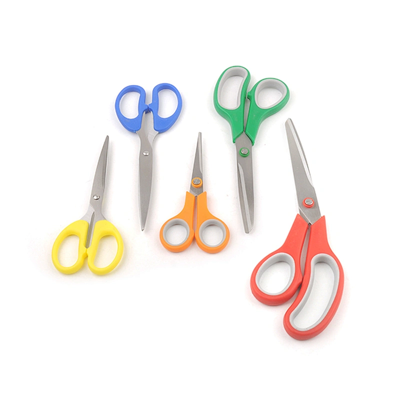 Good quality cheapest stainless steel office scissors student scissors home use scissors set of 5pcs