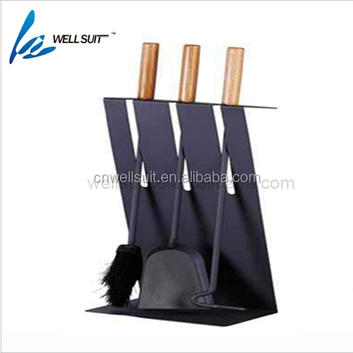 Rustic NEW Fire place tool set with wooden handle and holder brush, poker, and shovel