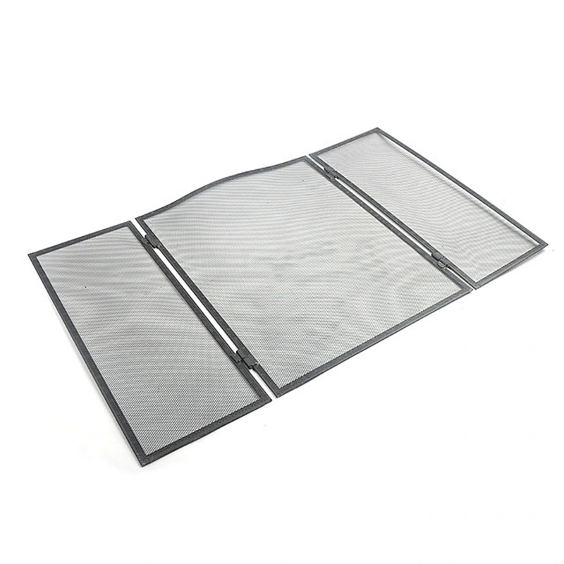 Iron Safe Proof Fence 3 Panel  Fireplace Screen Flat,Baby Safe Proof Fire Place Fence,Decorative Scroll Spark Guard Cover