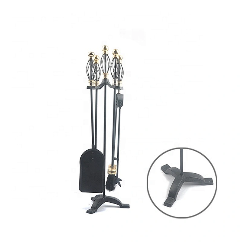 Black coating  5 Pieces fire place stand indoor fireplace companion tools kit set
