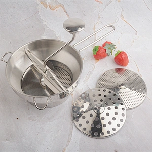 High quality kitchen accessories cheap durable easy clean stainless steel vegetable potato manual food mill with discs