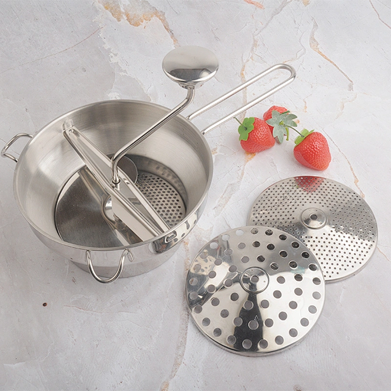 High quality kitchen accessories cheap durable easy clean stainless steel vegetable potato manual food mill with discs