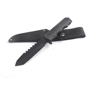 Black Coated Protective Both Edges Blade Outdoor Survival Hunting Knife with Sheath