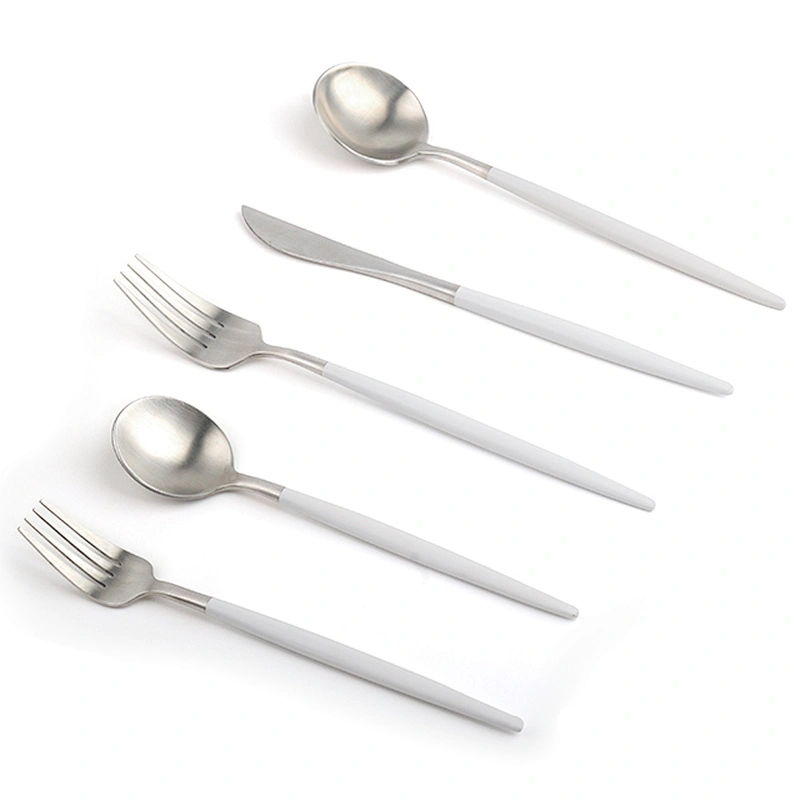 popular  food grade  stainless steel  tableware  cutlery set  with white coating handle