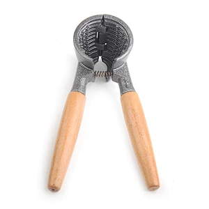 Easy to use food grade metal kitchen manual nuts cracker machine with wood handle nut cracker soldier