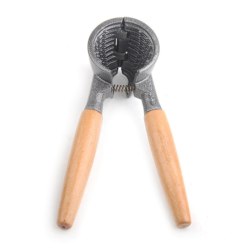 Easy to use food grade metal kitchen manual nuts cracker machine with wood handle nut cracker soldier