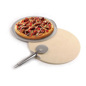 Stainless steel round plate pizza cutter pizza gift set pizza stone set