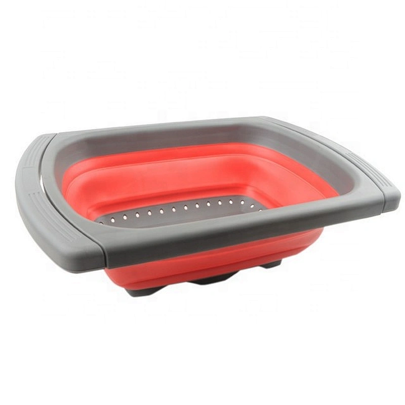 Over The Sink Silicone Kitchen Strainers and Colanders with Extendable Handles Basket