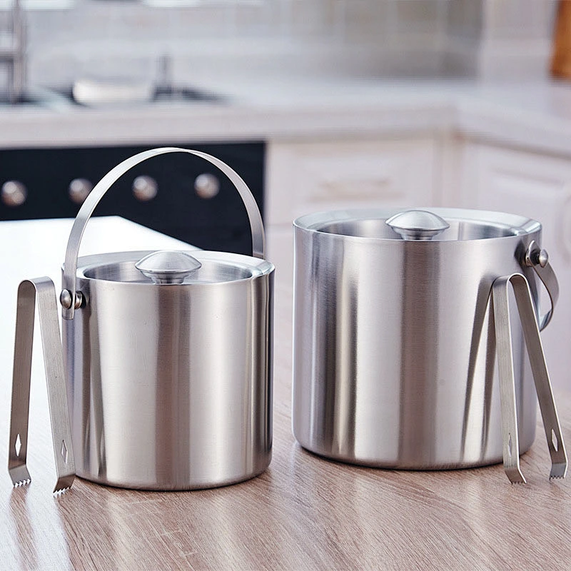 Popular best price fancy food grade stainless steel double wall ice bucket with cover