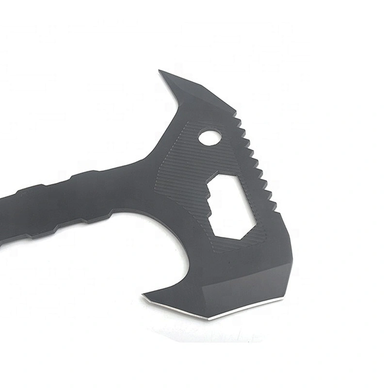 Black Stainless Steel Throwing Hatchet Survival Camp Hand Axe with Paracord Handle
