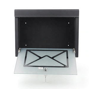 Apartment outdoor wall mounted waterproof black powder coating mailbox  with window