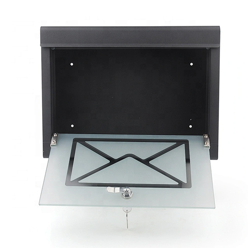 Apartment outdoor wall mounted waterproof black powder coating mailbox  with window