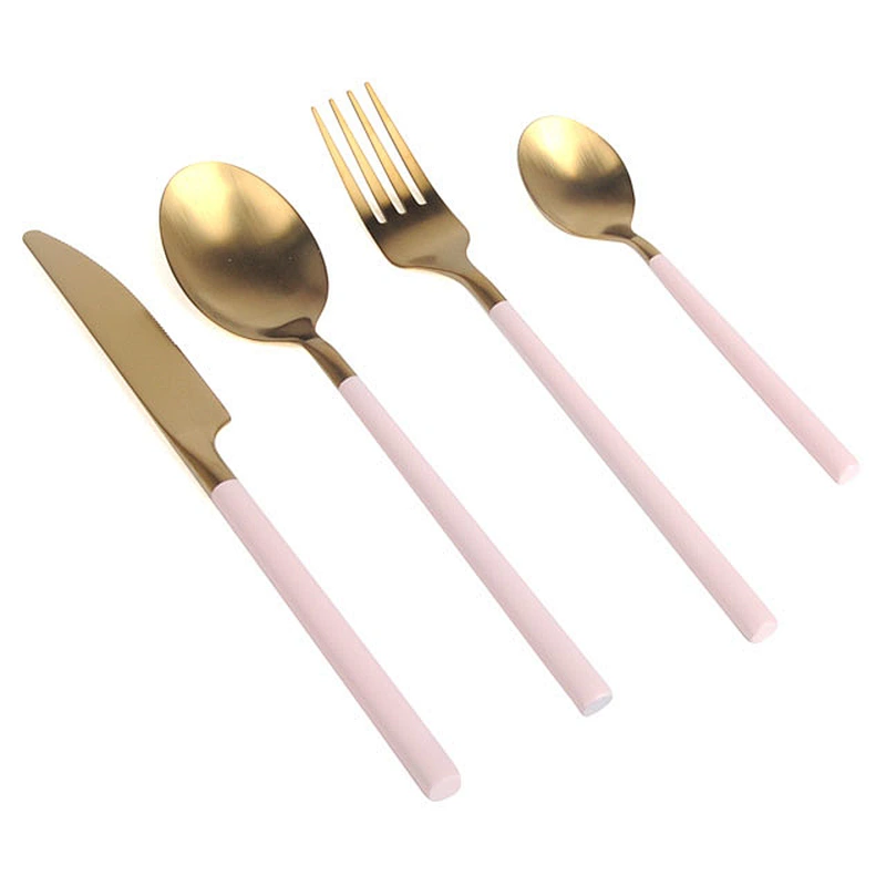elegant 18/10 silverware stainless steel restaurant bulk flatware set custom gold plated reusable cutlery set