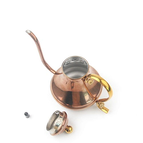 wholesale metal Copper Stainless Steel Copper Gooseneck Tea Kettle Court Teapot