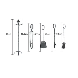 Fireplace accessories black metal 4 pieces garden fireplace outdoor set