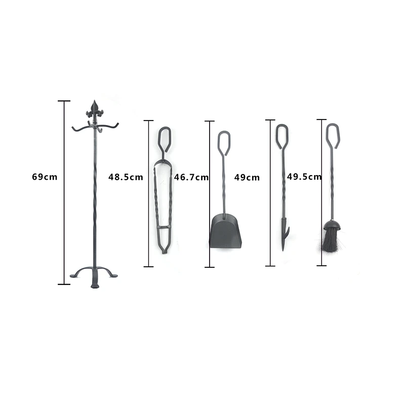 Fireplace accessories black metal 4 pieces garden fireplace outdoor set