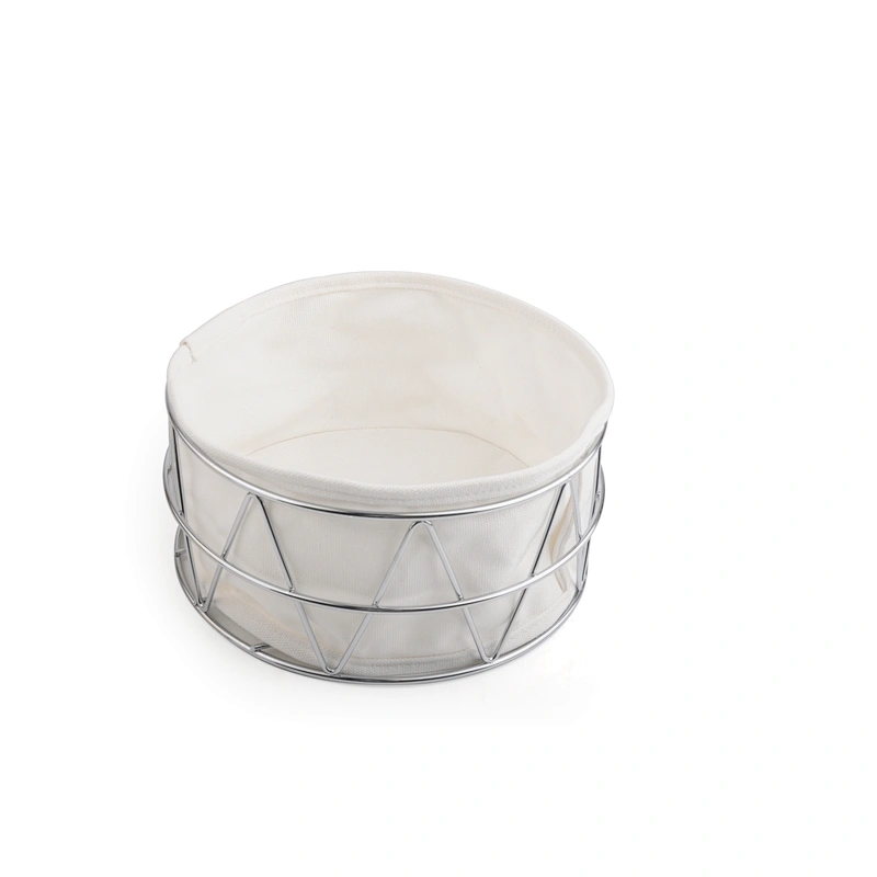Stainless Steel Basket & Cloth Fabric Bag Modern Countertop Stainless Steel Wire Bread Basket Bowl for Kitchen Storage Bread
