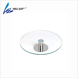 Wholesale Bakeware Wedding food grade  Metal Rotating Base Clear Glass cake stand