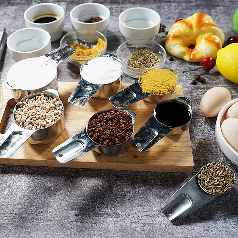 New design hot selling stainless steel Measuring Cups and Spoons Set of 7pcs for Kitchen Gadgets