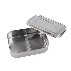 2 compartment Leak Proof heated Thermal food 304 metal tiffin bento stainless steel lunch box