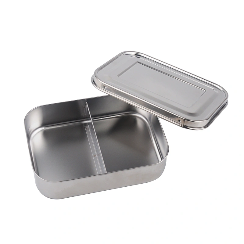 2 compartment Leak Proof heated Thermal food 304 metal tiffin bento stainless steel lunch box