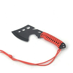 Multifunctional survival camping tactical axe with lanyard