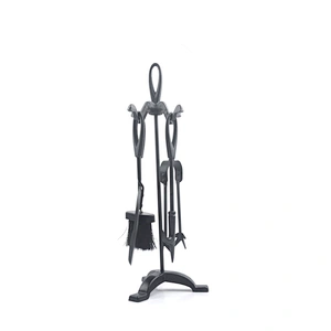 Fireplace tool set with black metal  stand