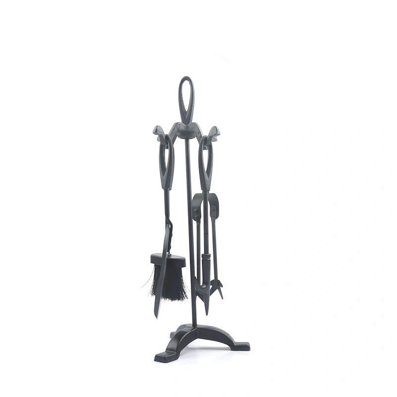 Fireplace tool set with black metal  stand