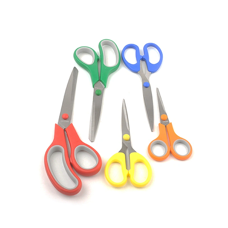 Good quality cheapest stainless steel office scissors student scissors home use scissors set of 5pcs