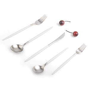 popular  food grade  stainless steel  tableware  cutlery set  with white coating handle