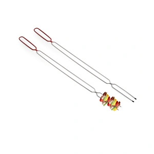 Custom Stainless Steel Double Prongs Barbecue Roasting Fork For Shish Kebab Skewers