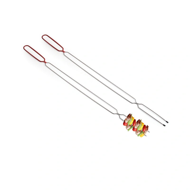 Custom Stainless Steel Double Prongs Barbecue Roasting Fork For Shish Kebab Skewers