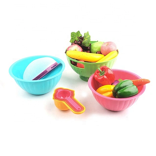 Kitchen gadgets colorful   plastic food grade  colander set with measuring cups