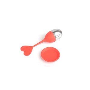 Silicone Tea Infuser with 304 Stainless Steel Leaf Shape Tea Strainer with Drip Tray