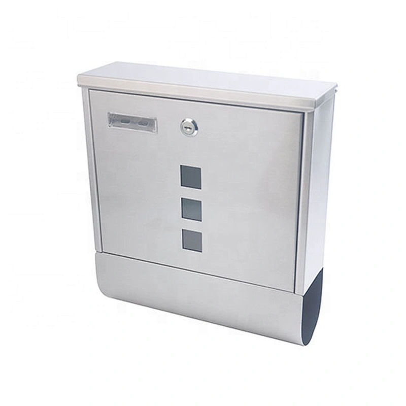 Outdoor stainless steel  newspaper letter PVC inside lockable mail box with 2 key lock