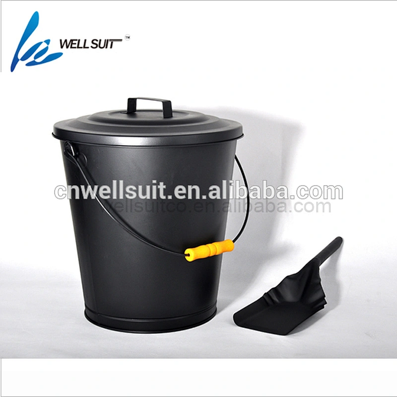 Metal ash bucket fireplace accessories